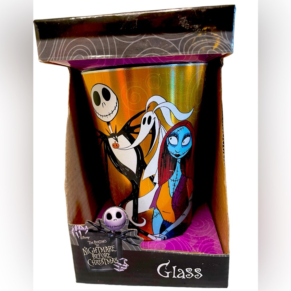 DISNEY NIGHTMARE BEFORE CHRISTMAS GLASS Metallic Orange with Graphics Reusable